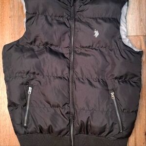 Black Puffer Vest with Logo Polo